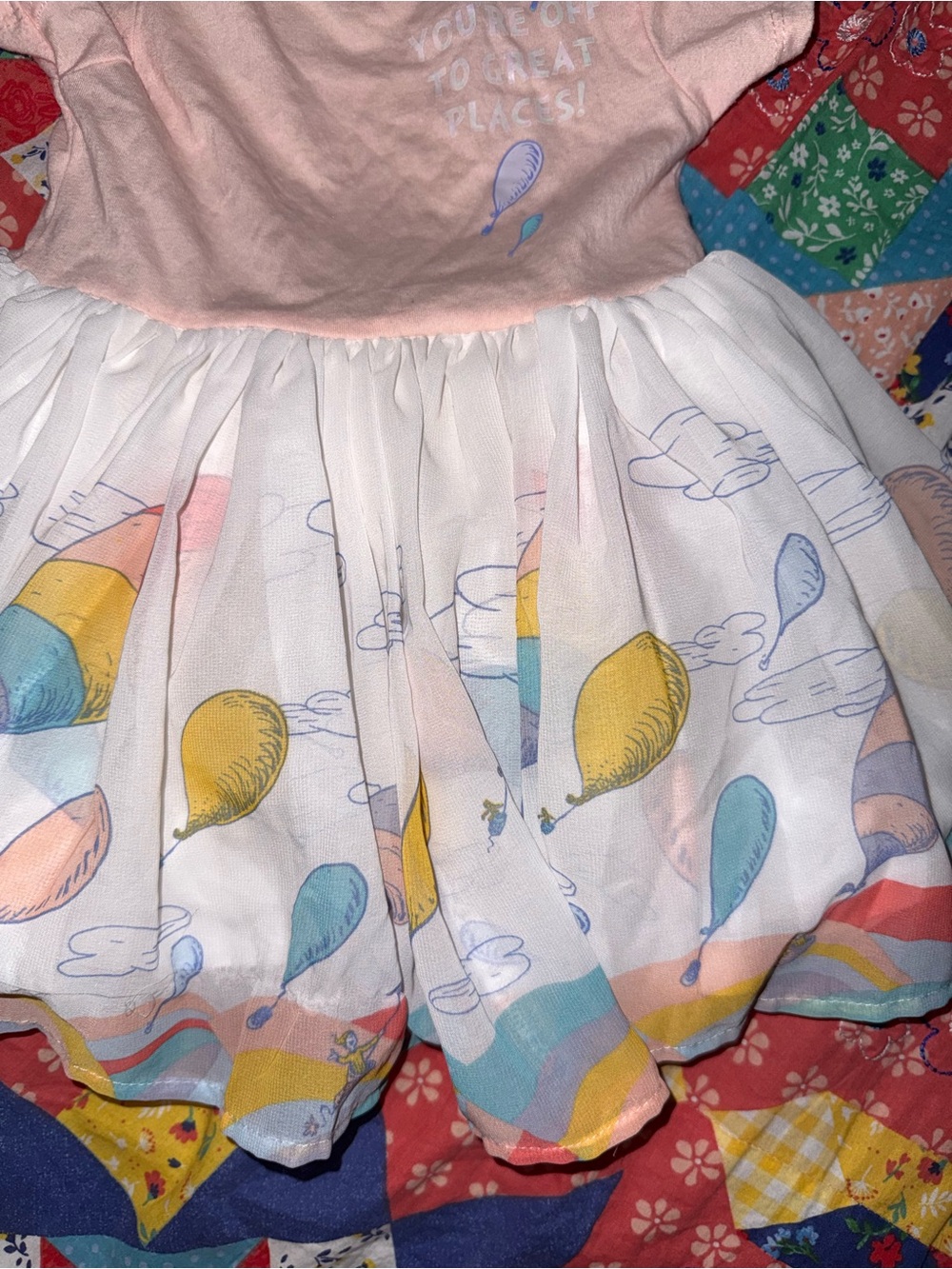 Dr. Seuss Pink Top with White Balloon-Print Skirt Dress